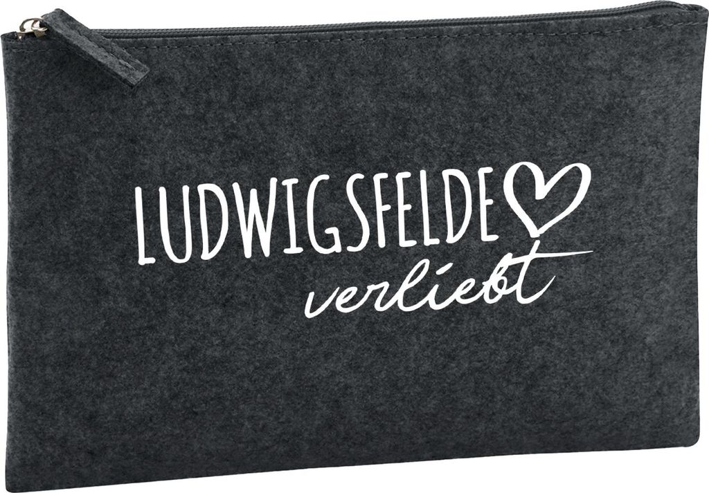 Huuraa Kulturbeutel Ludwigsfelde verliebt 1 Liter Charcoal Filz Kosmetiktasche Geschenkidee