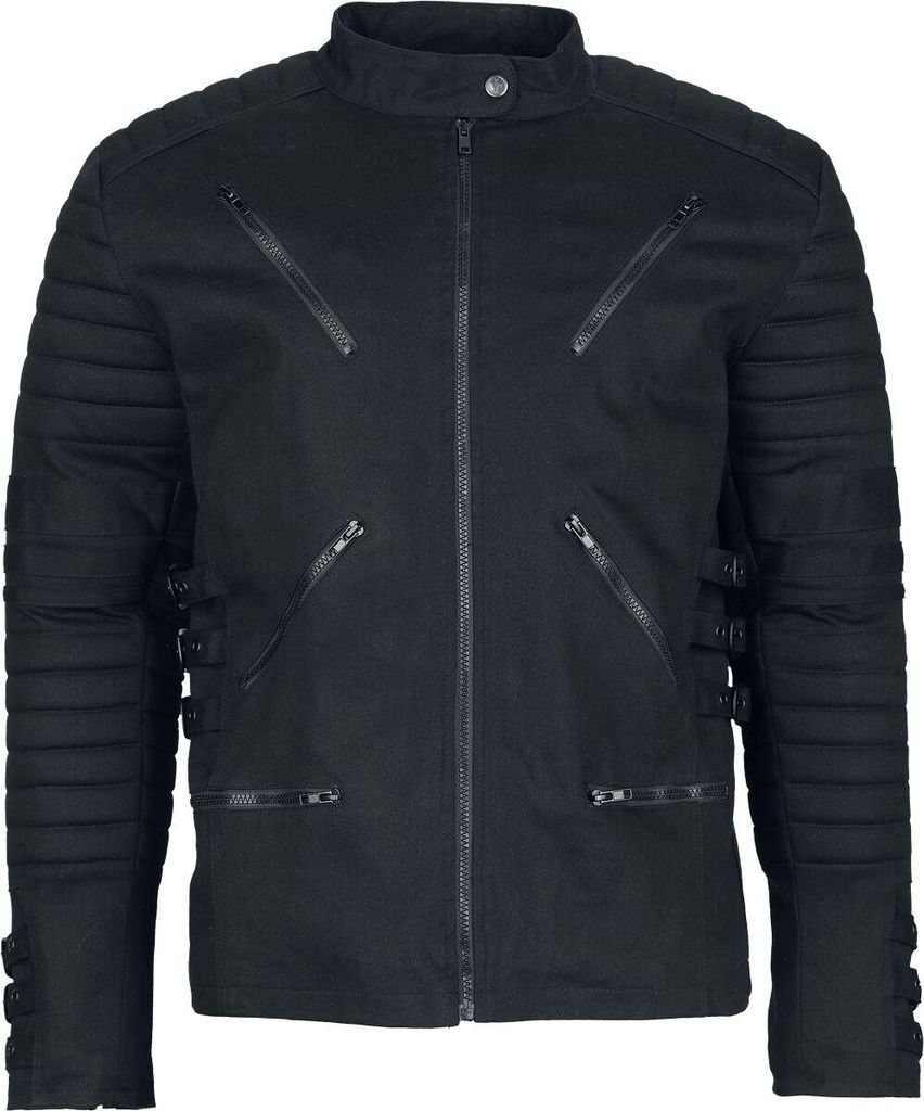 Gothicana by EMP Herren schwarze Übergangsjacke mit Polstern und Steppungen an den Schultern und Ärmeln L