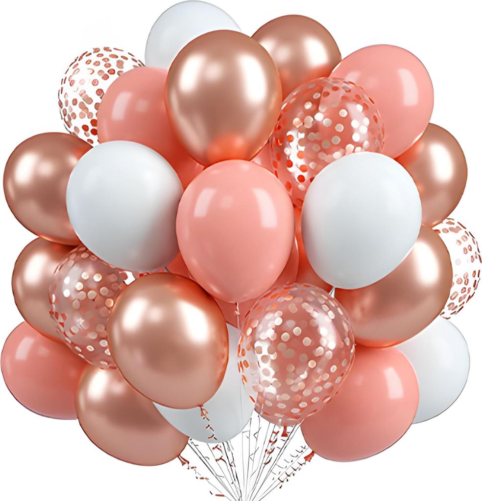 60 Stück Partyballons 12 Zoll Metallic Latex Konfetti Ballons mit Band für Geburtstagsparty Babyparty Hochzeitsdekoration