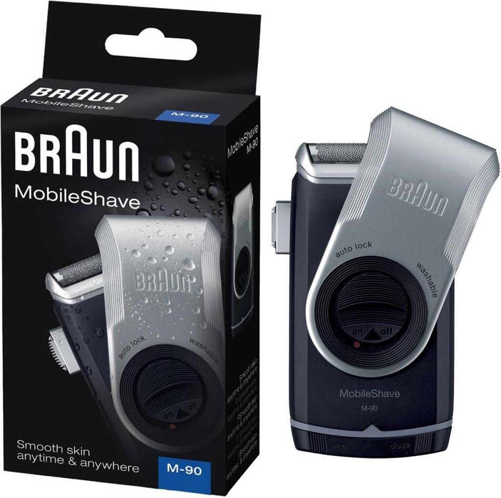 Braun MobileShave PocketGo M90, Modrá, Stříbrná, Baterie, Obrázek produktu 