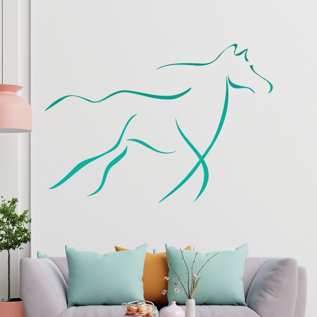 Pferd Linien Wandtattoo in 6 Größen - Wandaufkleber Wall Sticker - Dekoration, Küche, Wohnzimmer, Schlafzimmer, Badezimmer