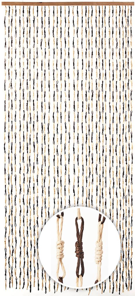 Lockardi Türvorhang Papiervorhang Knots - braun - Balkon / Terrasse - 90x200 cm | Insektenschutz Fliegenschutzvorhang Vorhang Dekovorhang Fadenvor...