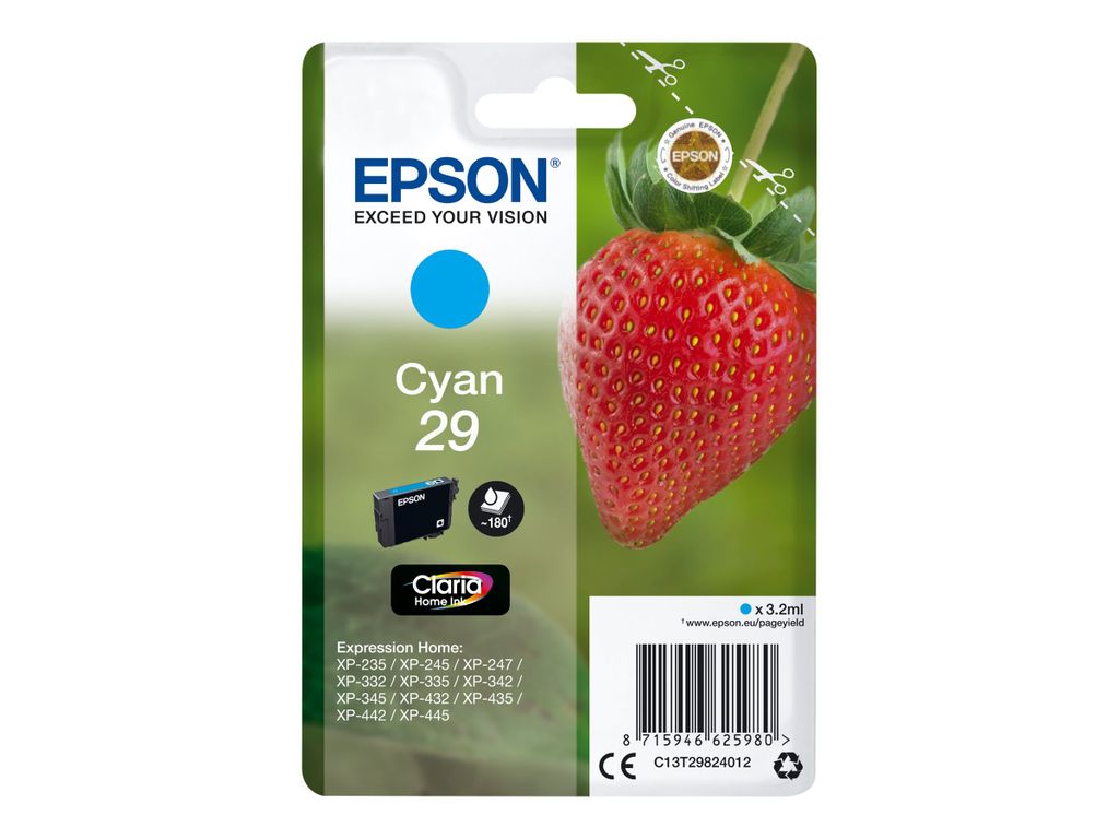 Epson Strawberry Singlepack Cyan 29 Claria Home Ink Obrázok produktu 