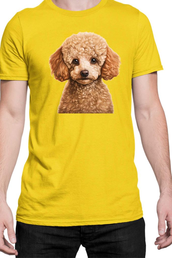 Herren T-Shirt Dogs Breeds Poodle Dog Breed 005, Man L / Gelb