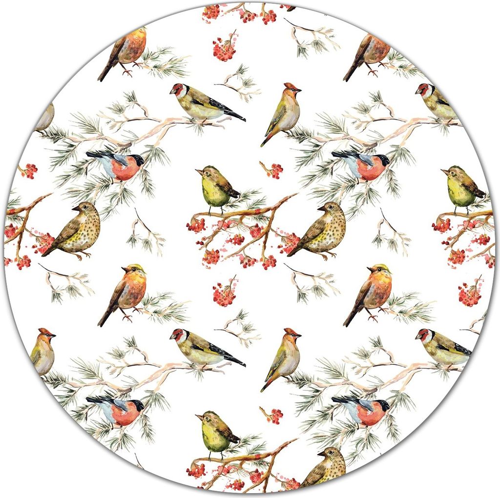 Glas Schneidebrett Herdabdeckplatten Schneideplatten Rund - 40 cm - Vögel auf Ästen