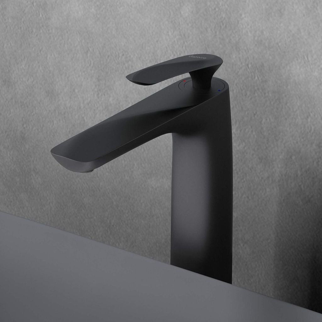 Mai & Mai Armatur Wasserhahn Bad Schwarz matt | Waschbeckenarmatur 28cm hoch | Badinstallationen Einhebelmischer in modernem WAM-7201