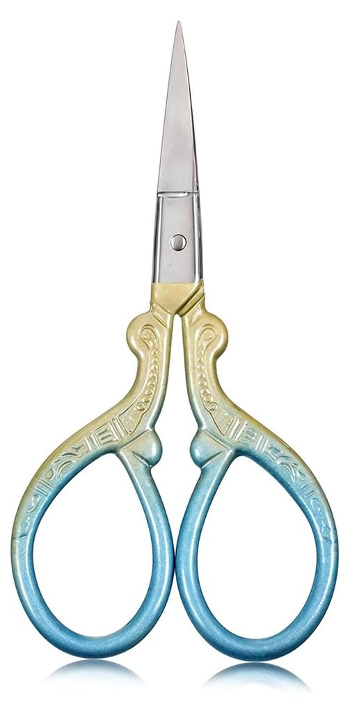 Kleine Schere, Stickschere aus Edelstahl, tragbare Allzweckschere für Handarbeiten (Blau + Grün)