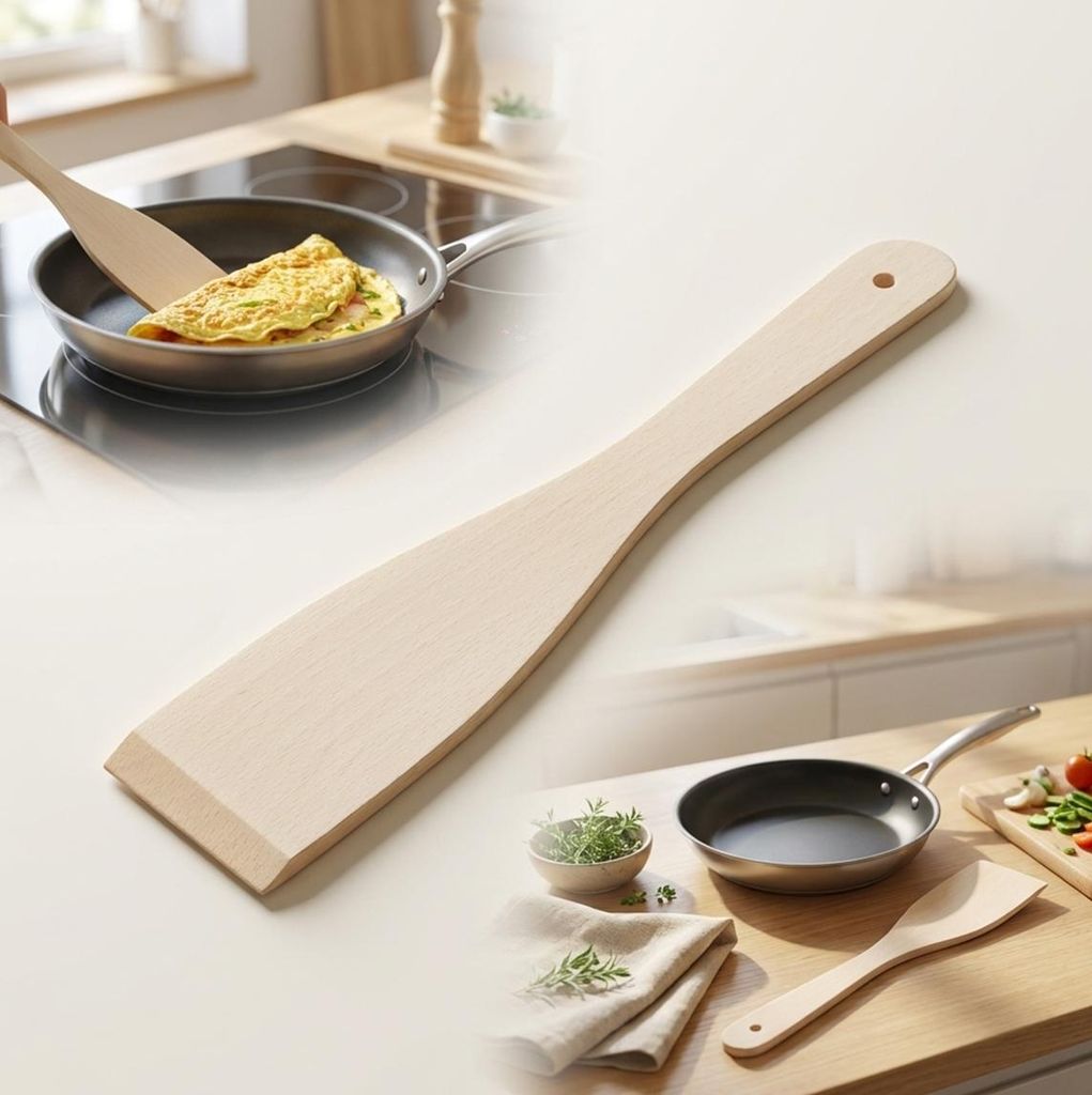 HOLZSPATEL aus Buchenholz, 27 cm, für Teflon-Pfannen zum Produktbild 