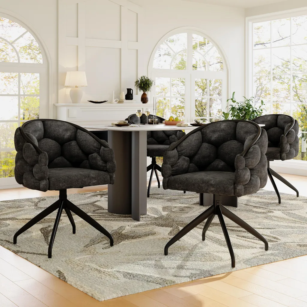 Chaise salle à manger ergonomique pivotante velours gris contre le mal