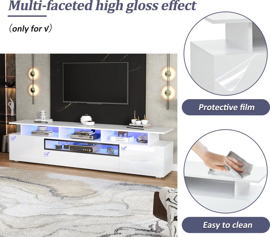 Support TV 180cm Idéal pour Cinéma Maison et Rangement Multimédia - 7