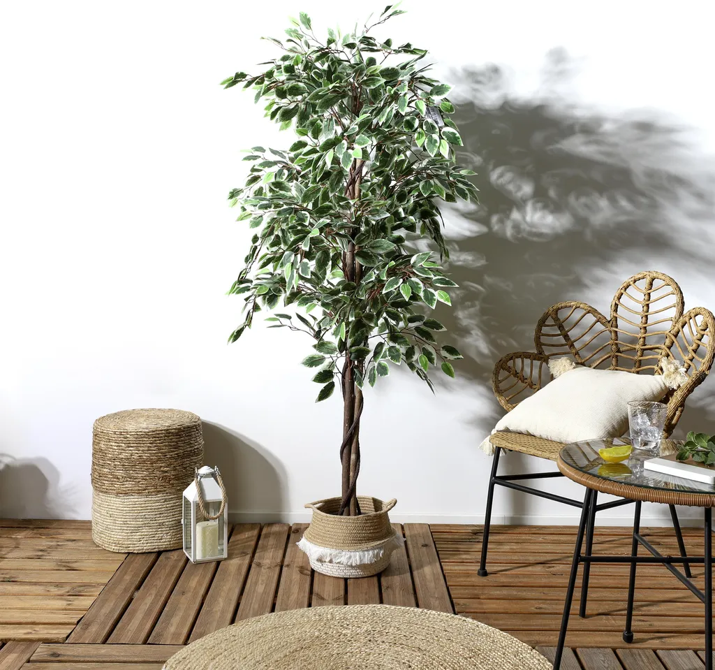 Plante Artificielle 160cm : Feuillage Panaché Réaliste et Tronc Robuste