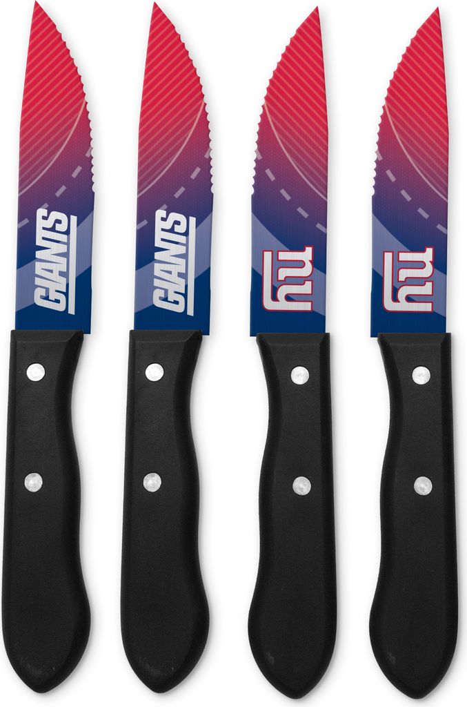 NFL New York Giants NY Steakmesser 4-teilig Set Football Messer Set Barbecue