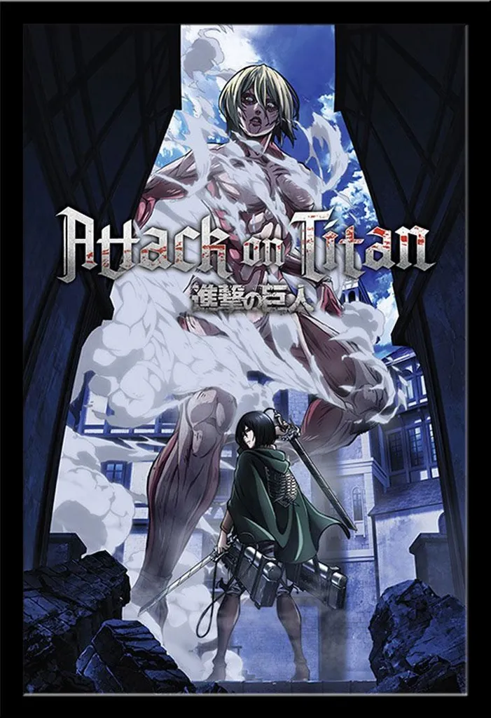 Tableau Encadré L'Attaque des Titans Affiche Titan Féminin Cadre 61x91cm