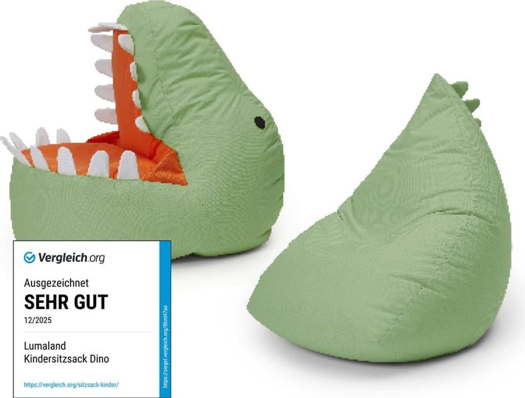 LUMALAND Kindersitzsack-Set "Dino" (2-tlg.) - Pastell Grün Produktbild 