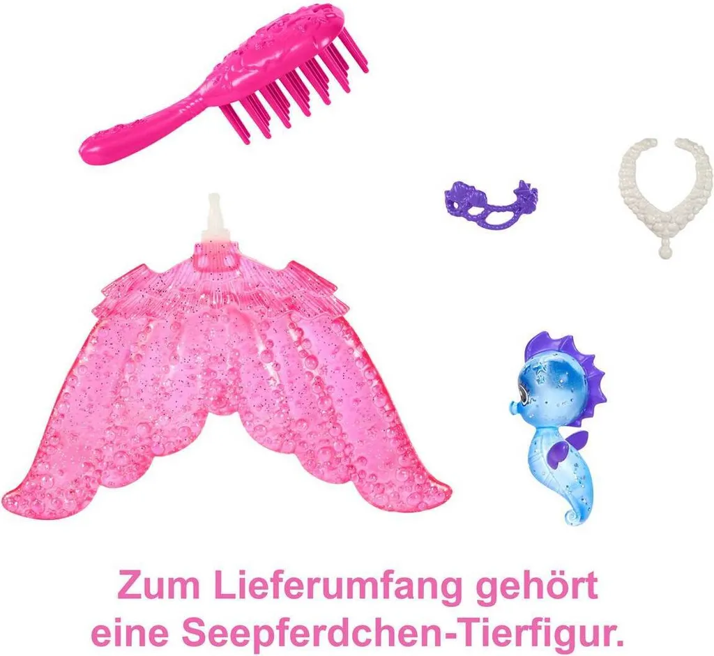Barbie Sirène Malibu aux Longs Cheveux Bleus et Nageoire Scintillante 2u