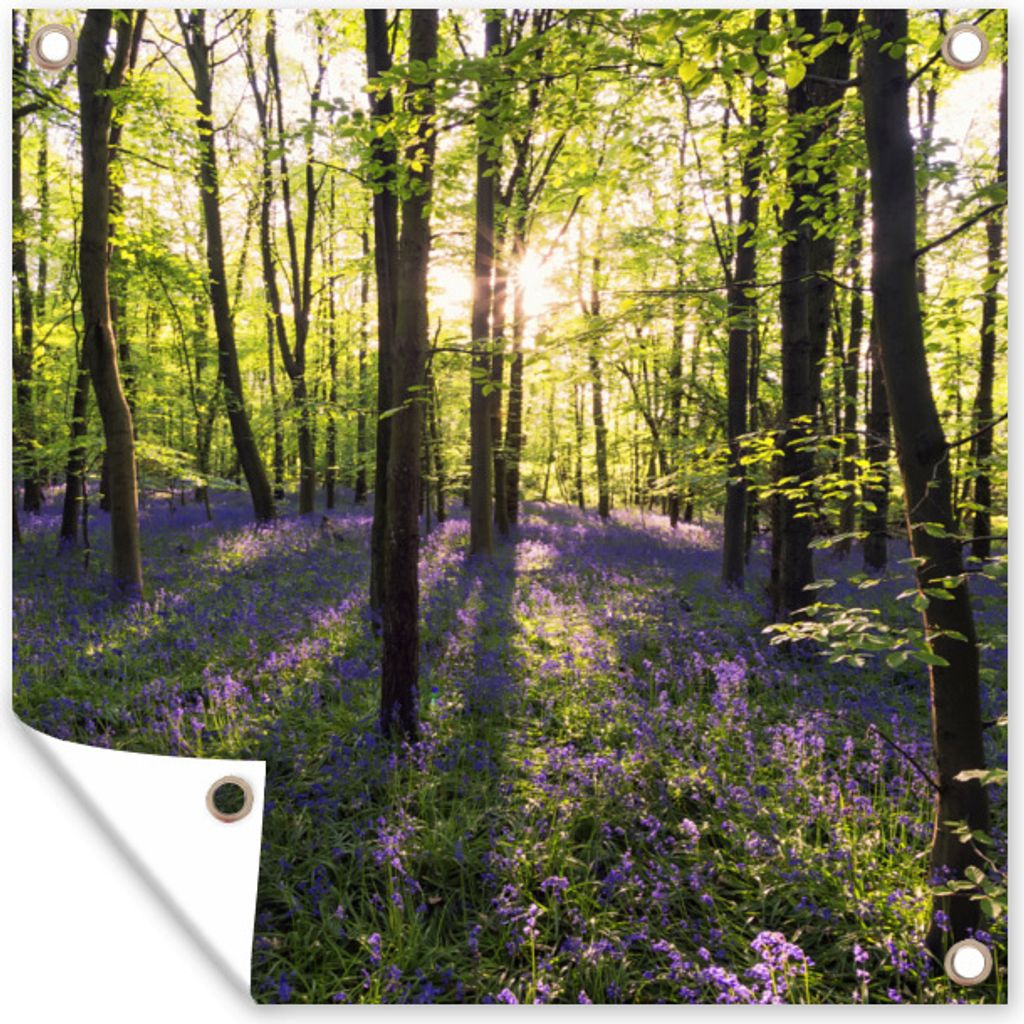 MuchoWow 50x50 cm Outdoor-Poster Gartendeko Sichtschutz Garten Poster für den Garten Wald - Blumen - Lavendel