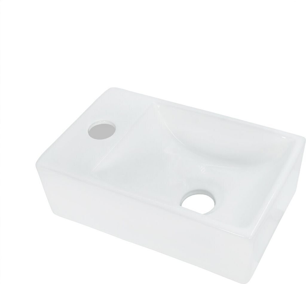 Aloni Keramik Design Handwaschbecken Weiß Hahnloch Links 30 Produktbild 