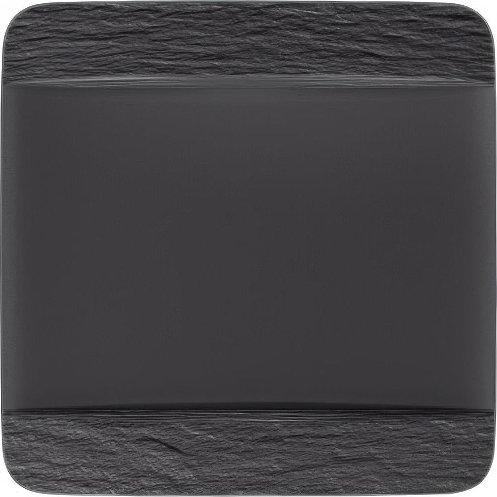 A square plate with a textured rim and a smooth center.