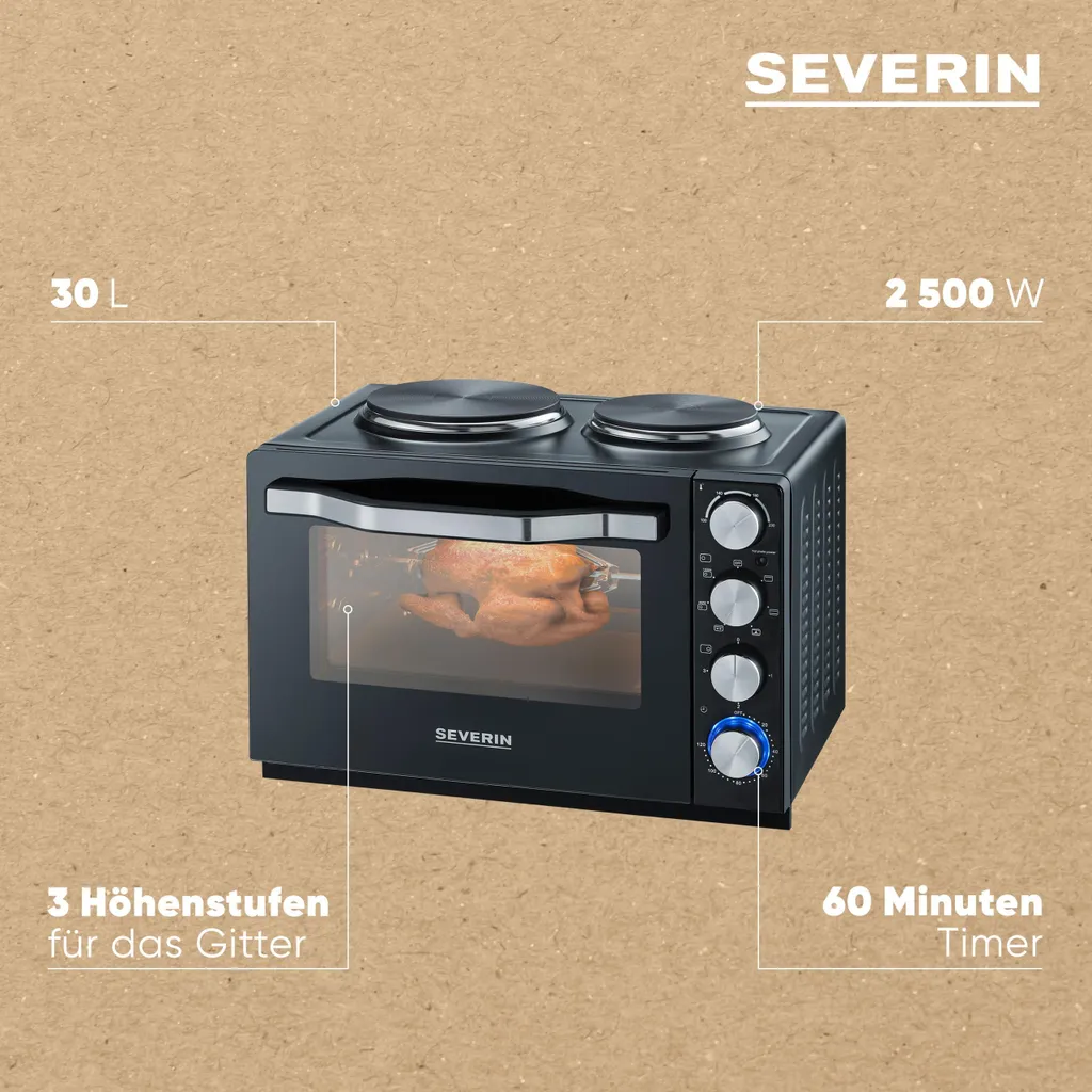 Four Severin TO 2074 à Chaleur Tournante et Plaques de Cuisson 30L - 11