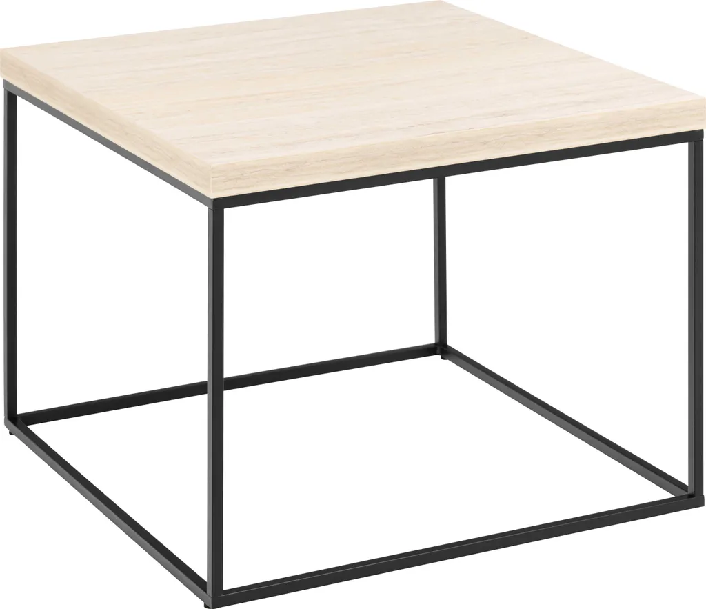 Table Basse Barossa Beige 60cm : Plateau Résistant et Pieds en Bois Clair