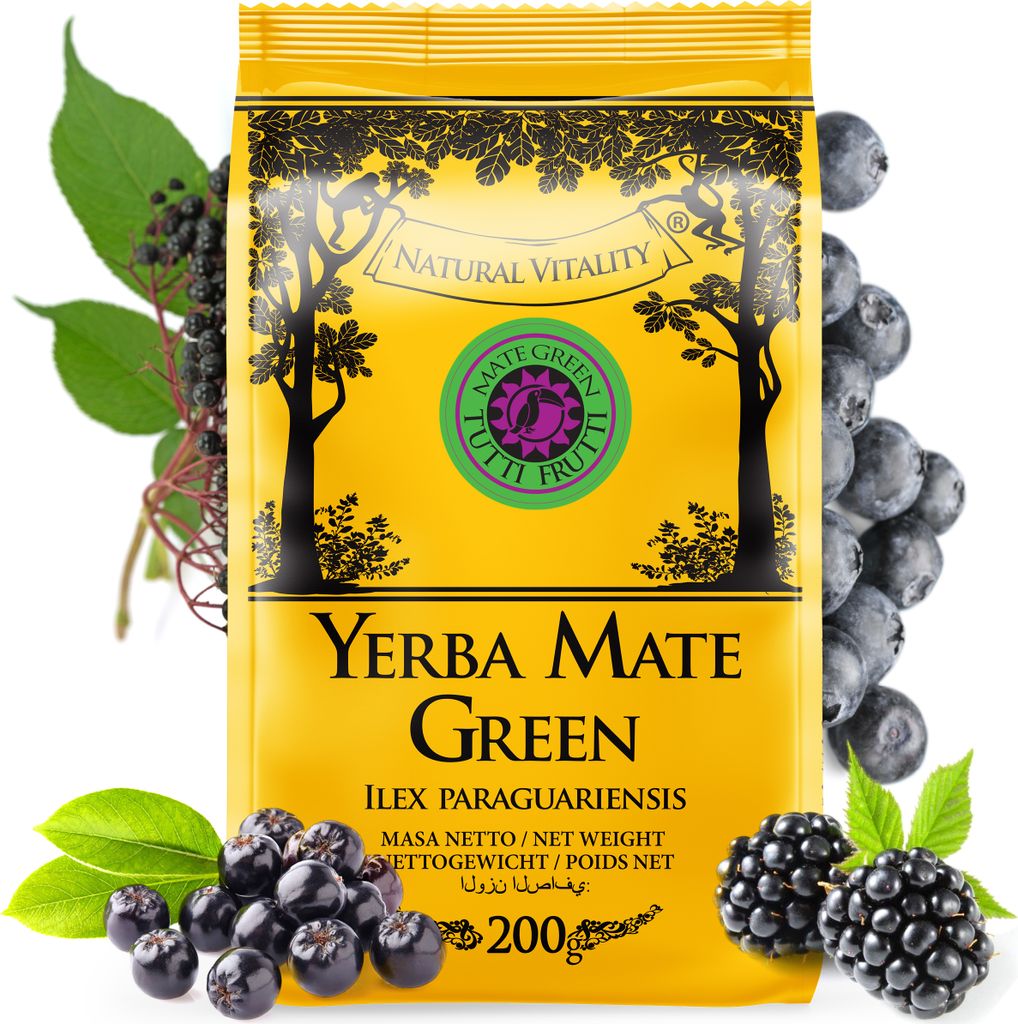 Yerba Mate Tee MATE GREEN Tutti Frutti 200g - Brasilianischer Yerba Mate mit getrockneten Beeren - ohne Zusatz künstlicher Aromen - natürliche Zu...