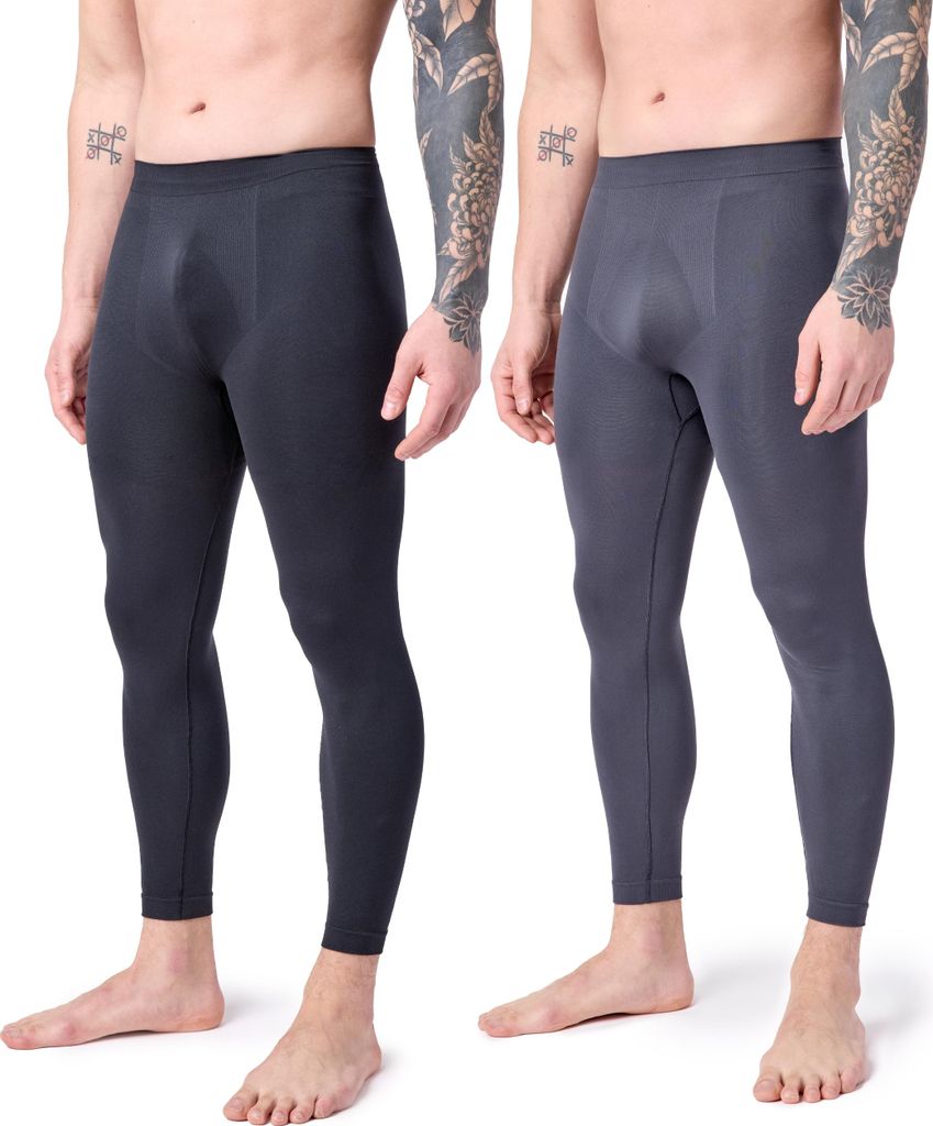 Ladeheid 2er Pack Lange Unterhosen Herren für Winter Sport Ski Outdoor LA40-260 (Schwarz/Graphite, XL)