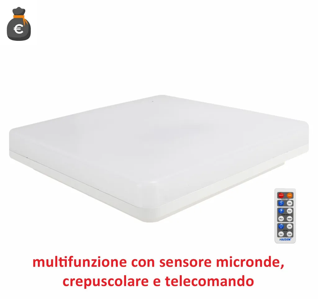 Plafonnier LED Alcapower 24W Quadra CCT avec Capteur Micro-ondes IP54