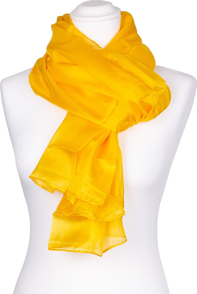 Seidenschal Halstuch Schal XXL indisch gelb Seide 180x90cm