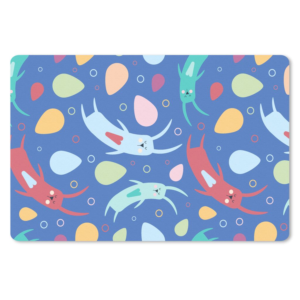 MuchoWow Schreibtischunterlage Kaninchen - Pastell - Muster 60x40 cm - XXL Mauspad - Großes Mauspad