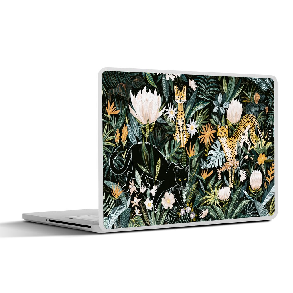 MuchoWow Laptop Aufkleber Sticker Cover Dschungel - Tiere - Pflanzen 40x30 cm - Laptop Dekoration - Selbstklebend