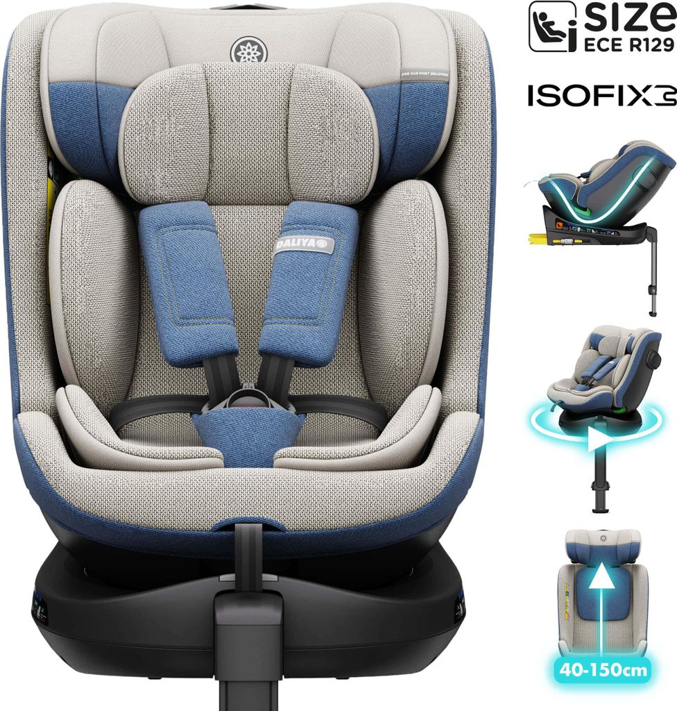 Daliya BRAVO i-Size | 360° drehbarer Kindersitz mit ISOFIX & Stützfuß | Mitwachsender Autokindersitz 0–12 Jahre (40–150 cm) | Spritzguss-V...