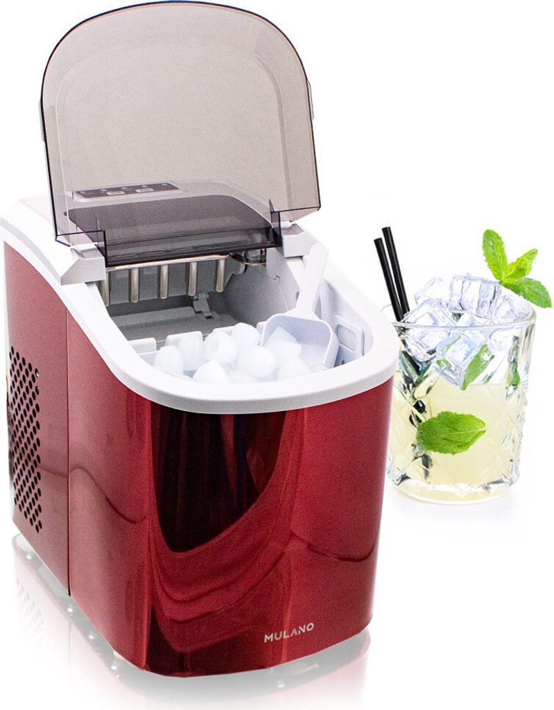 Mulano Design Eiswürfelmaschine Edelstahl Rot MS-17106 Produktbild 