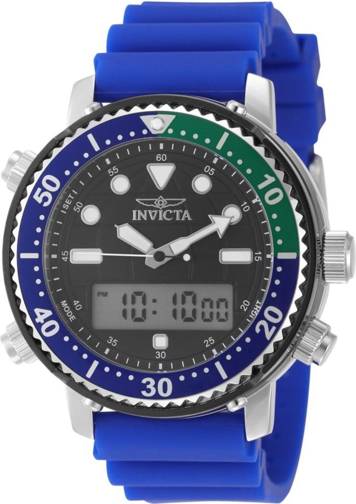 Invicta Pro Diver 49447 Herren uhr - Wasserdicht - Analog - Quarzuhrwerk - Edelstahl mit schwarzen zifferblat - 46mm