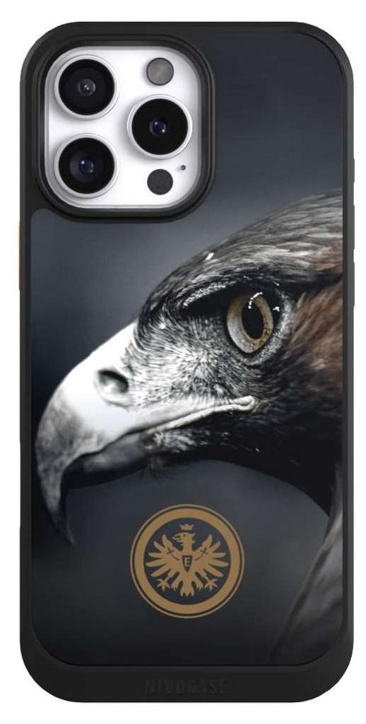 NIVOCASE Hülle für Apple iPhone 16 Pro Max Handyhülle NIVOcore Case Schwarz Adler Eintracht Frankfurt Offizielles Lizenzprodukt