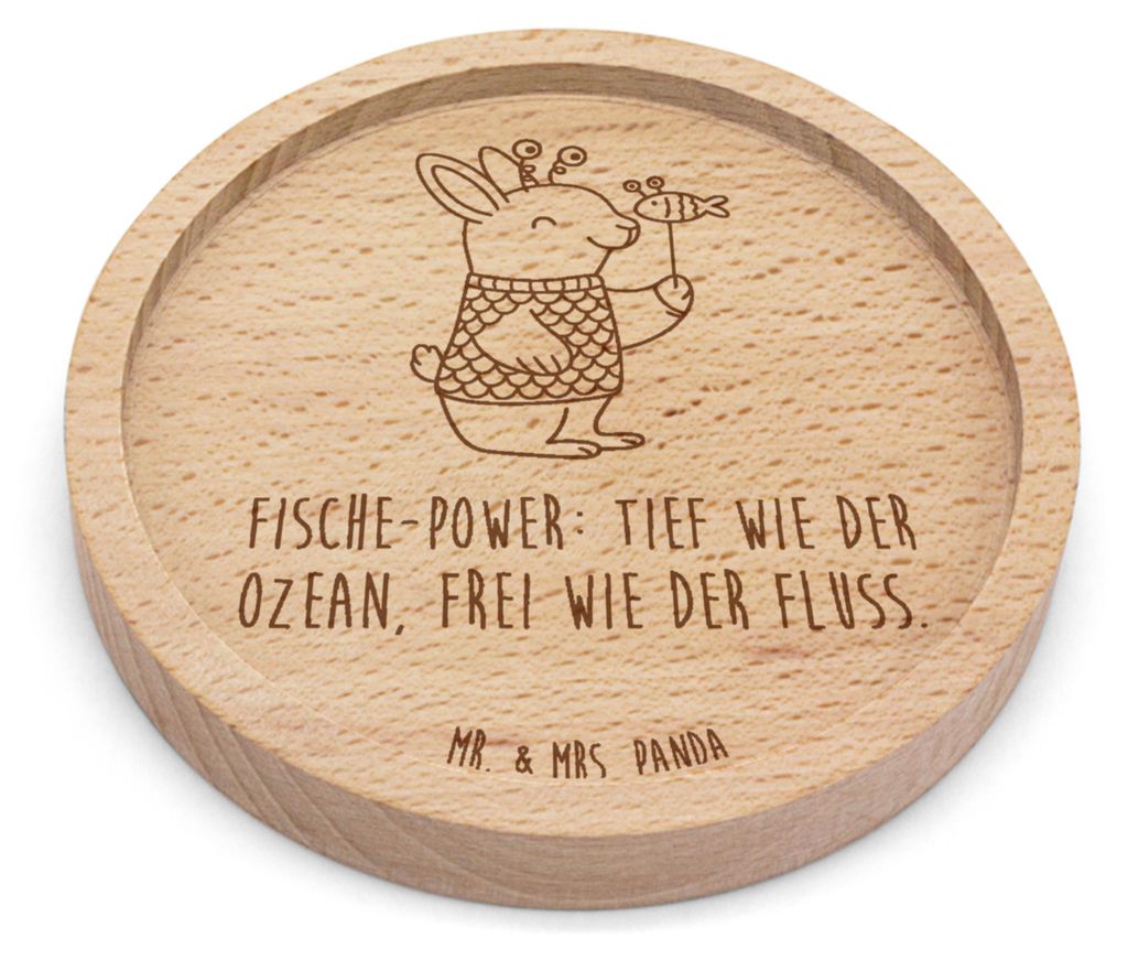 Mr. & Mrs. Panda Untersetzer Holz Fische Astrologie - Transparent - Geschenk, Sternzeichen, Tischuntersetzer, Geburtstagsgeschenk, Bierdeckel, bier...