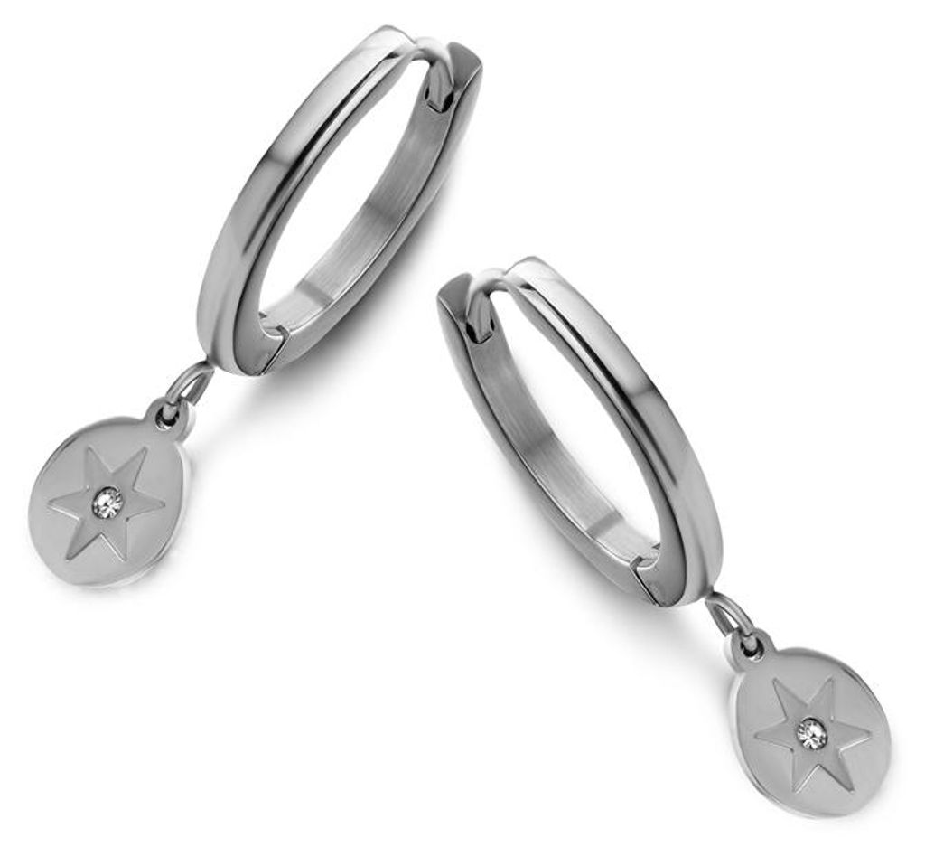 CO88 Collection Sparkle 8CE-70110 Stalen Oorringen - Ster 7 mm - Zilverkleurig