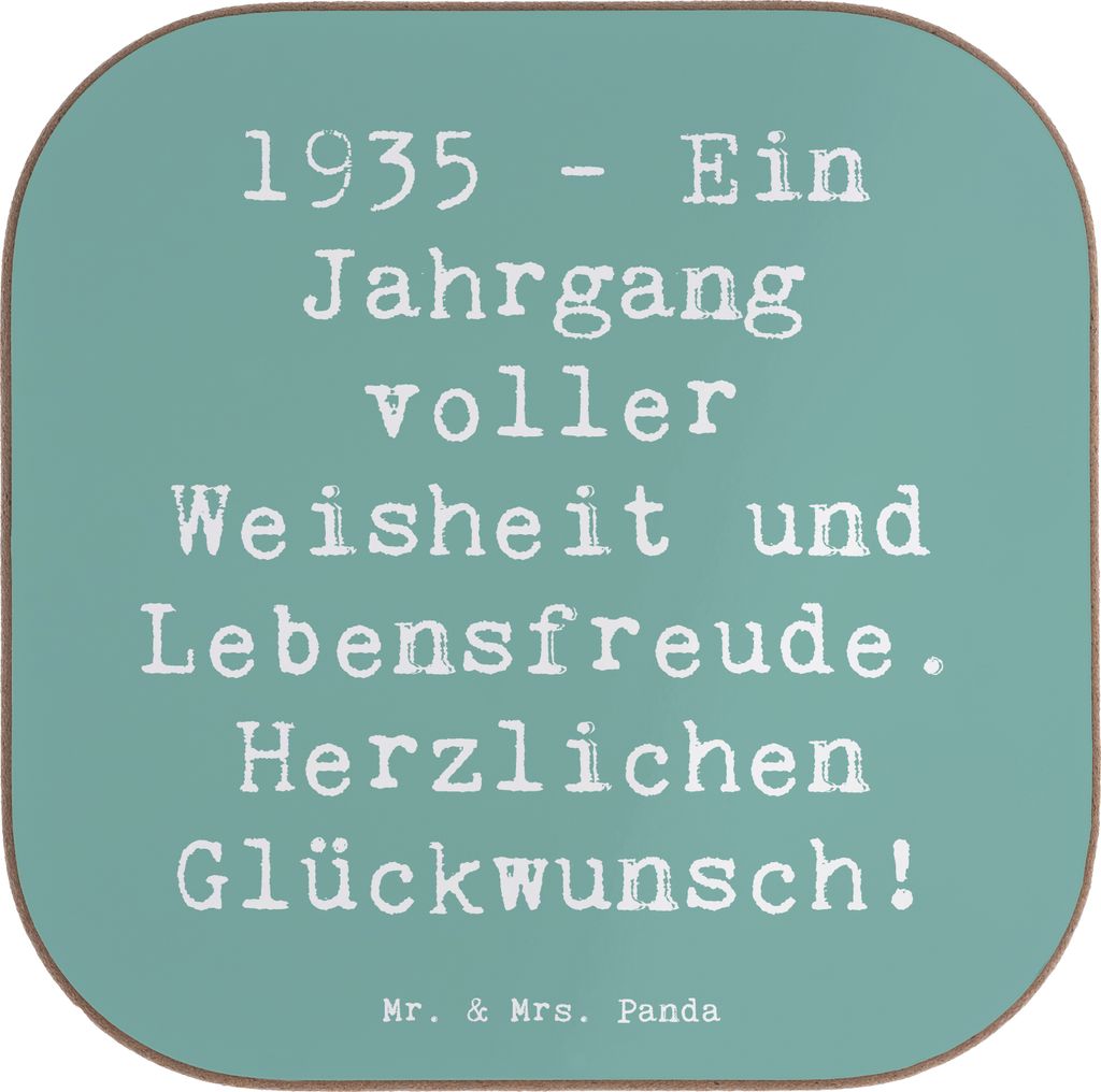 Mr. & Mrs. Panda Untersetzer Spruch 1935 Geburtstag - Meeresbrise - Geschenk, Holzuntersetzer, gläseruntersetzer, Nostalgie, Glückwunsch, Tassen,...