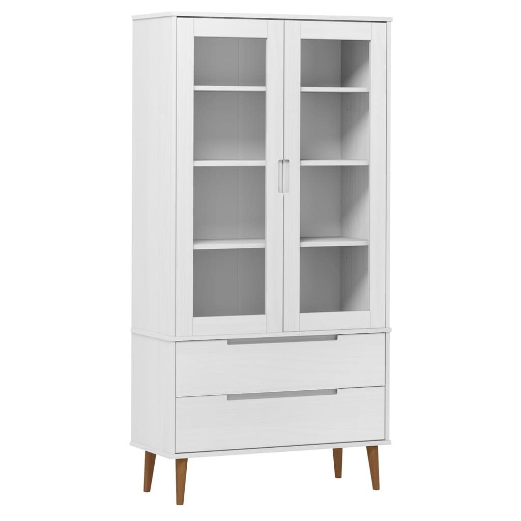 VidaXL 350544, Biela, Drevo, Drevo, Sklo, Borovicové drevo, Obrázok produktu 