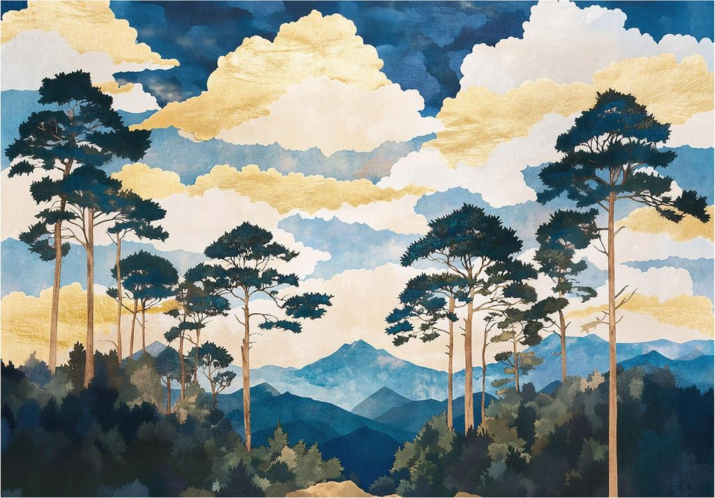 Fototapete Bäume Landschaft Natur - 400x280 cm - inklusive kleister - Vlies Tapete - Vliestapete Wohnzimmer Schlafzimmer Küche Modern Wandtapete