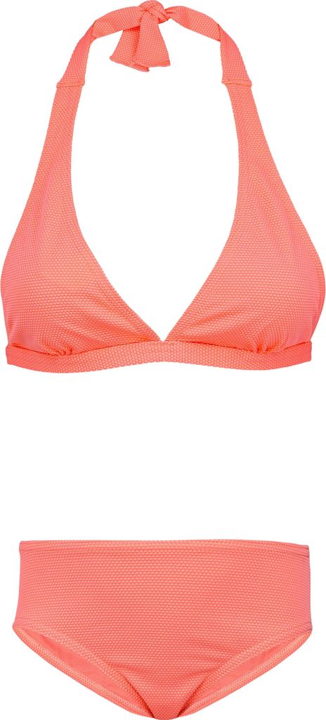 Aquarti Mädchen Bikini Set Bustier Bikinislip Zweiteiliger Badeanzug, Farbe: Zum Binden - Jacquard Punkte Orange, Größe: 158