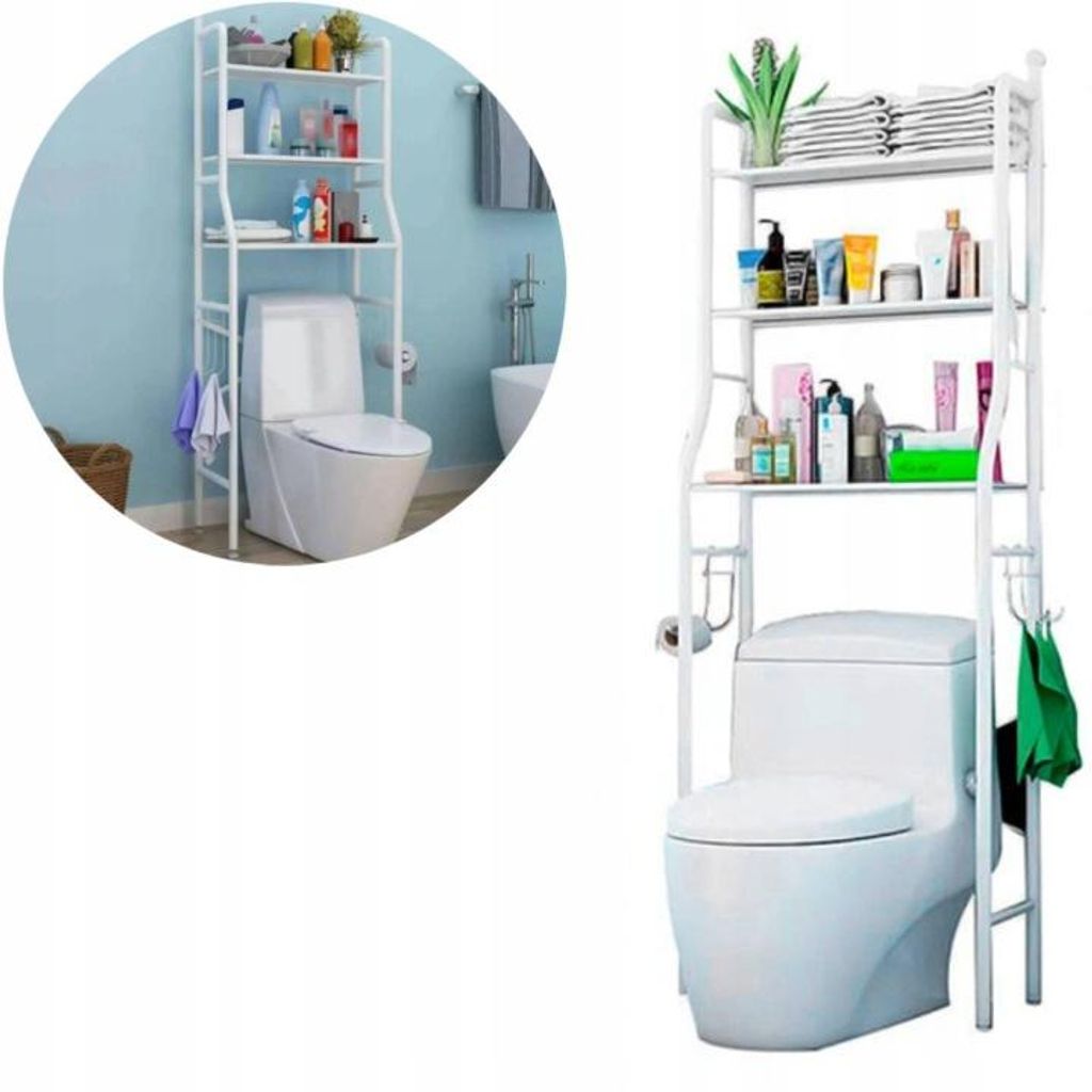 Rangement salle de bain au-dessus toilettes blanc 3 Image du produit 