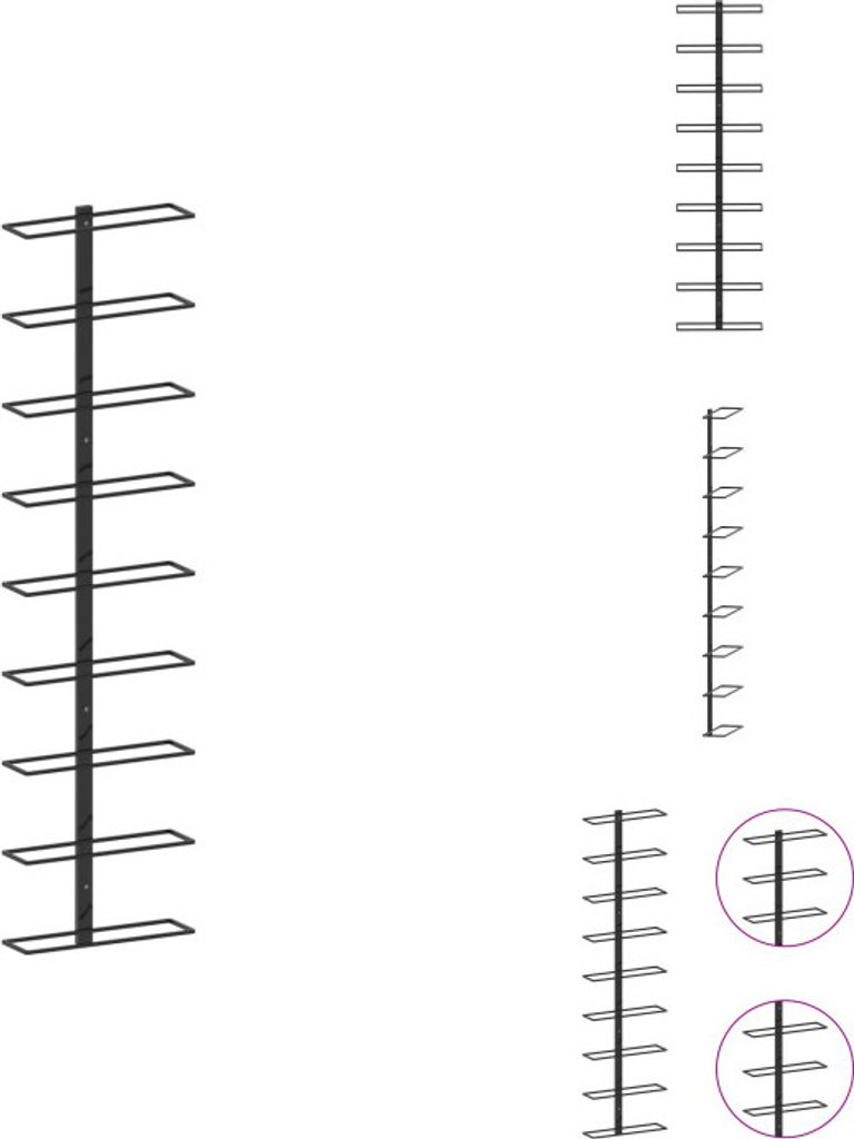 vidaXL Wand-Weinregal für 9 Flaschen Schwarz Eisen - Weinregale