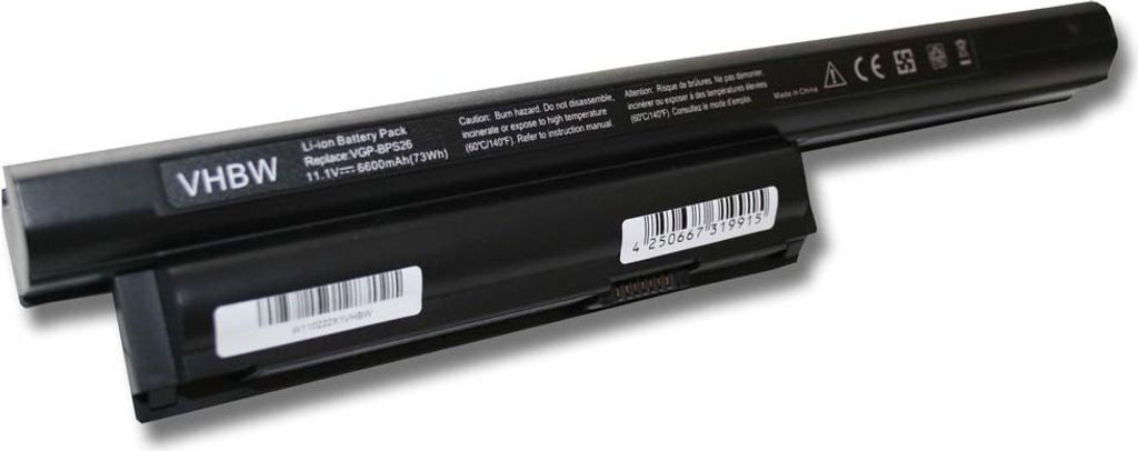 vhbw Akku kompatibel mit Sony Vaio SVE14A25CDB, SVE14A23CW/WI, SVE14A23CW/W, SVE14A25CA, SVE14A25CAPI, SVE14A25CF Notebook (6600 mAh, 10,8 V, Li-Ion)