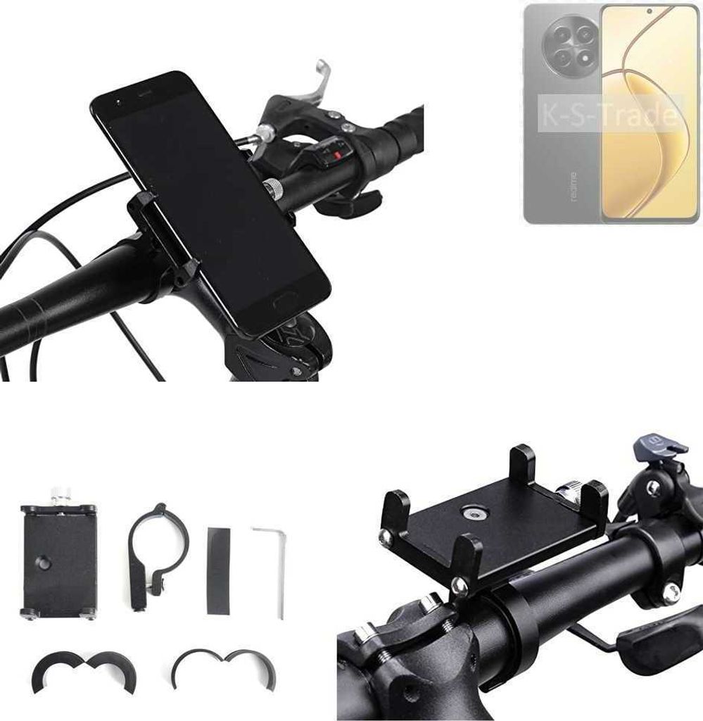 K-S-Trade Handyhalterung für das Fahrrad kompatibel mit Realme C65 5G Halter Lenkstange Fahrradhalterung Motorrad Bike Mount Befestigung Smartphone