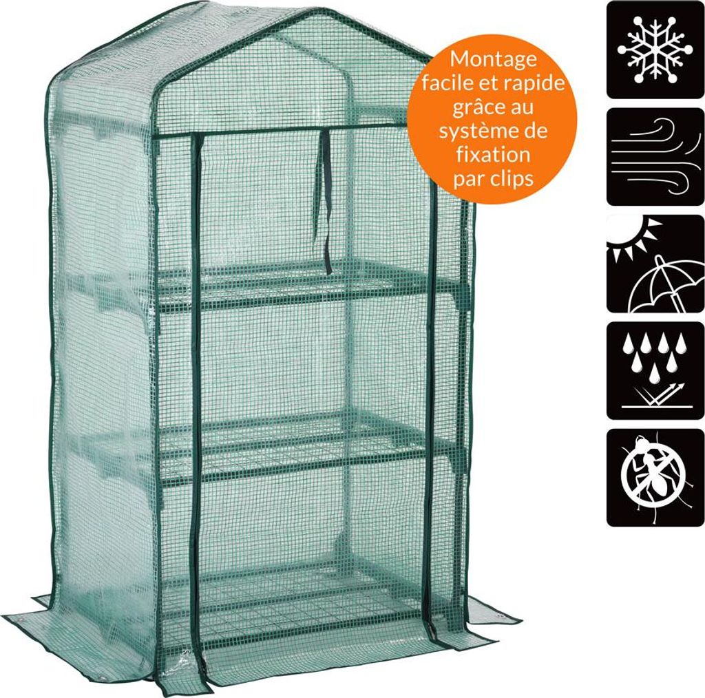 GARDEBRUK® Serre de jardin plastique 3 étagères porte Image du produit 