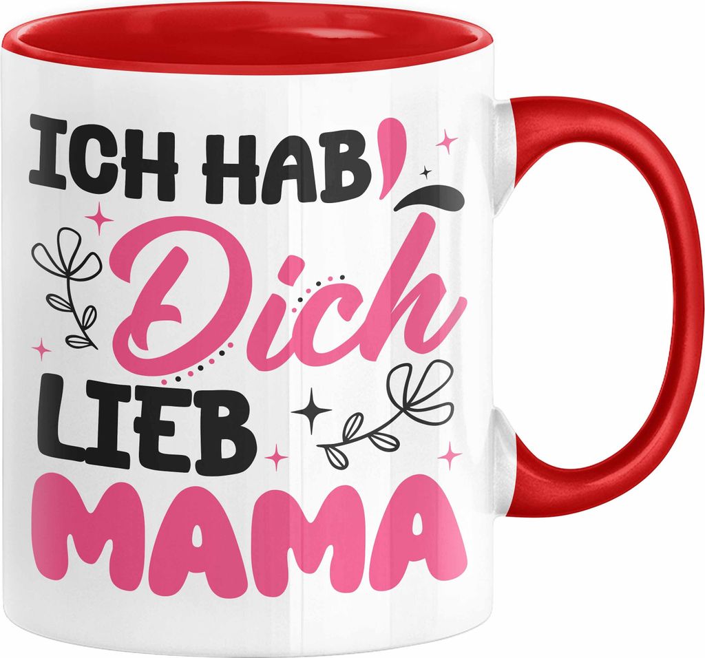 Mama Geschenk Tasse Ich Hab Dich Lieb Mama Geschenkidee Muttertagsgeschenk von Sohn Tochter (Rot)