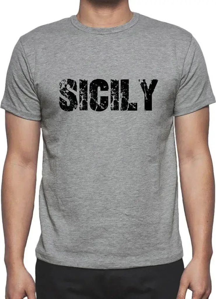 Herren Grafik T-Shirt Sizilien – Sicily – Öko-Verantwortlich Vintage Jahrgang Kurzarm Lustige Druck Geburtstag Geschenk Mann