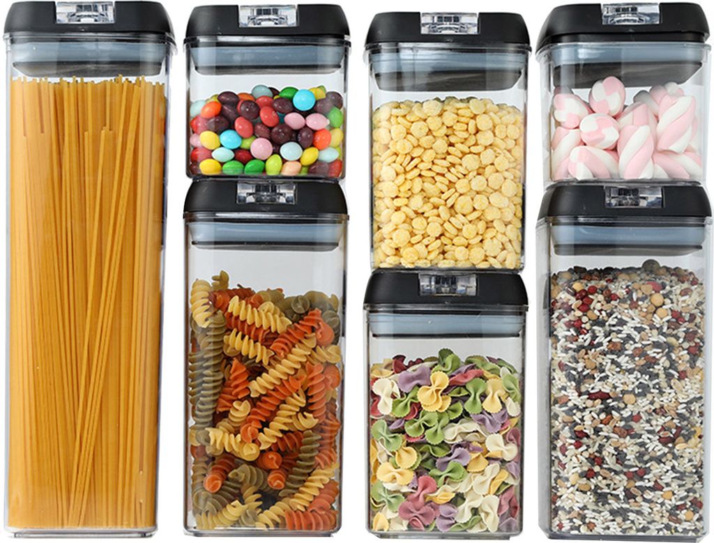 7-teiliges Set versiegelter Lebensmittelgläser, BPA-frei, transparentes Design, große Kapazität, Müslibehälter, Aufbewahrungsorganisatoren fü...
