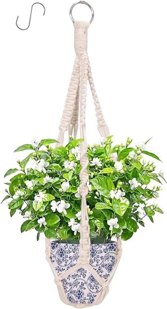 Panier suspendu en coton avec soucoupe intégrée style bohème chic 20cm