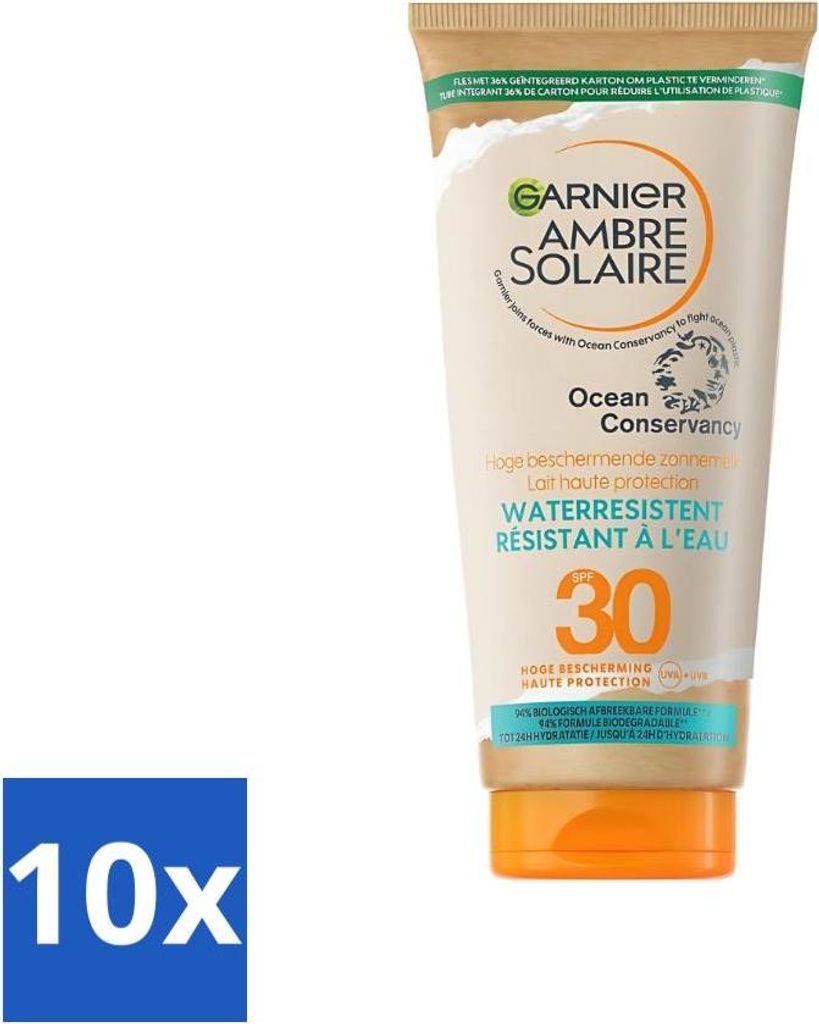 Garnier - Ambre Solaire - Wasserbeständiger schützender Sonnenschutz - LSF 30 - 175 ml - Vorteilspack - 10 Stücke